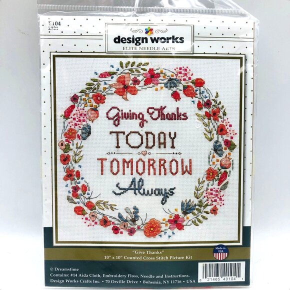 New Design Works Counted Cross Stitch Kit Giving Thanks Today Tomorrow Always - Picture 1 of 6